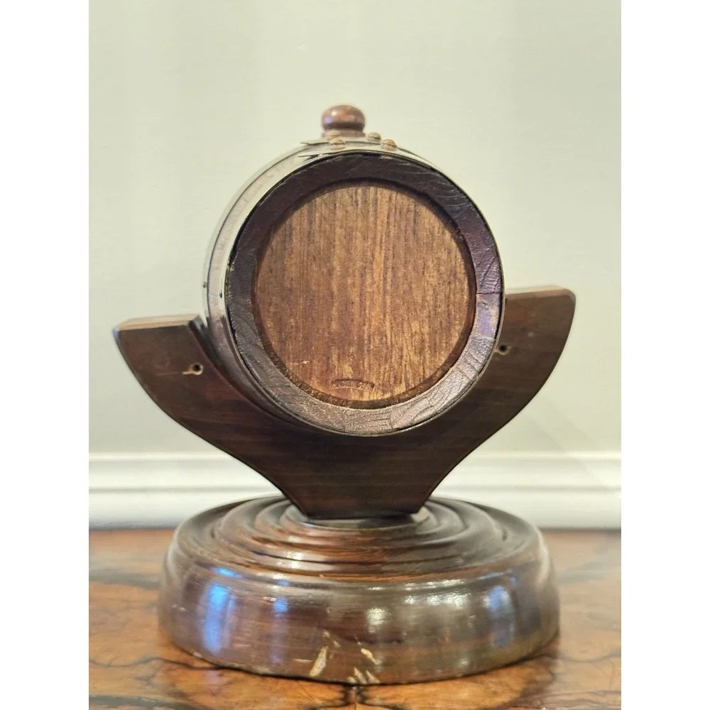Handmade Spain Wood Barrel Cask w/ Brass Bands & Spigot on Stand‎ Vintage
